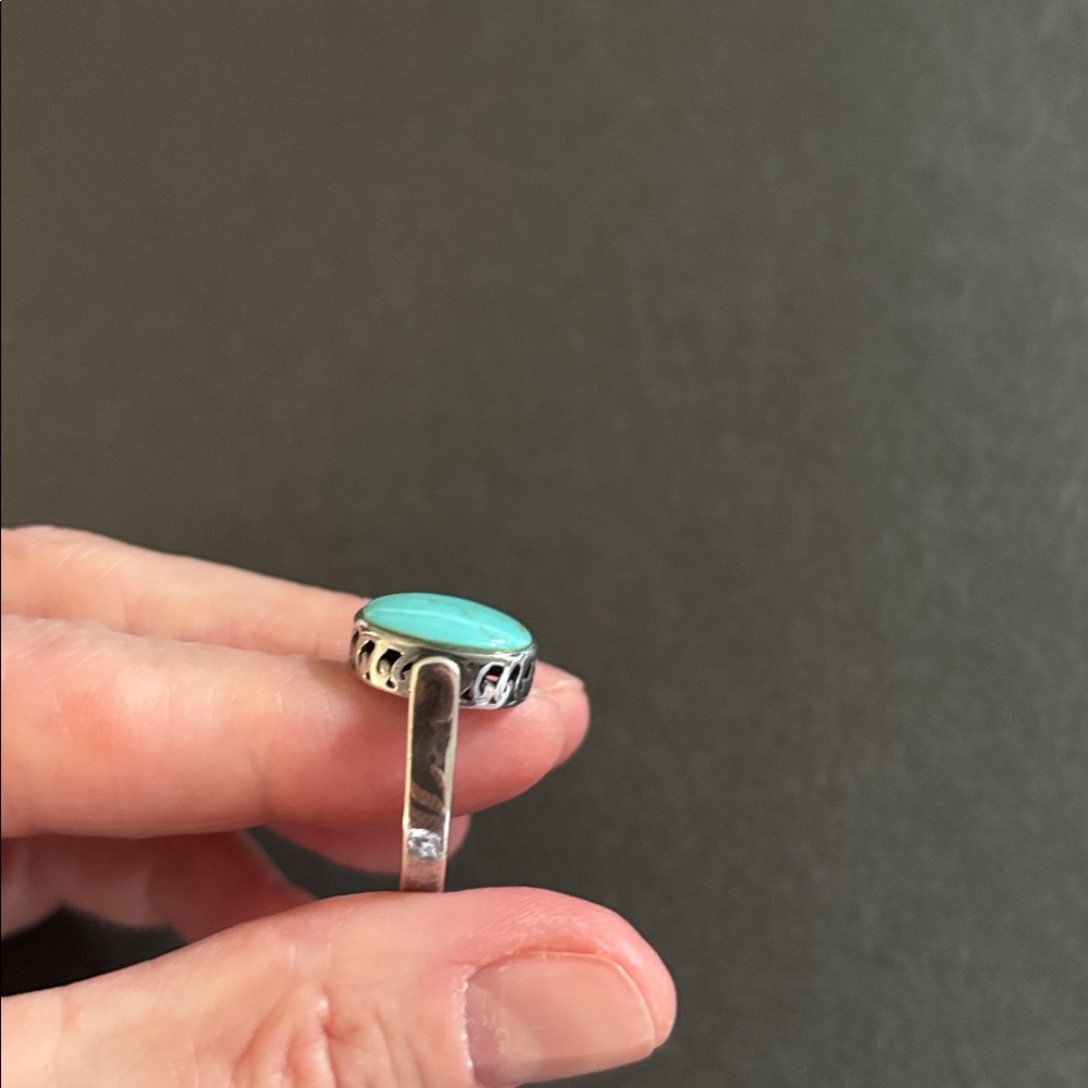 Turquoise Stone sterling reversible Oval Ring - Women Jewelry - Picture 4 of 8